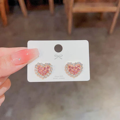 Pink Heart Stud Earrings