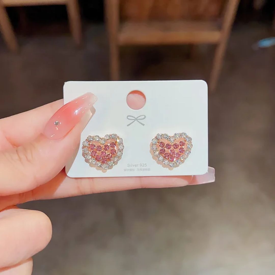 Pink Heart Stud Earrings