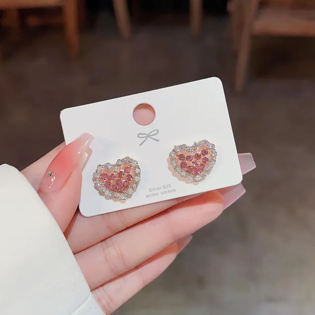 Pink Heart Stud Earrings