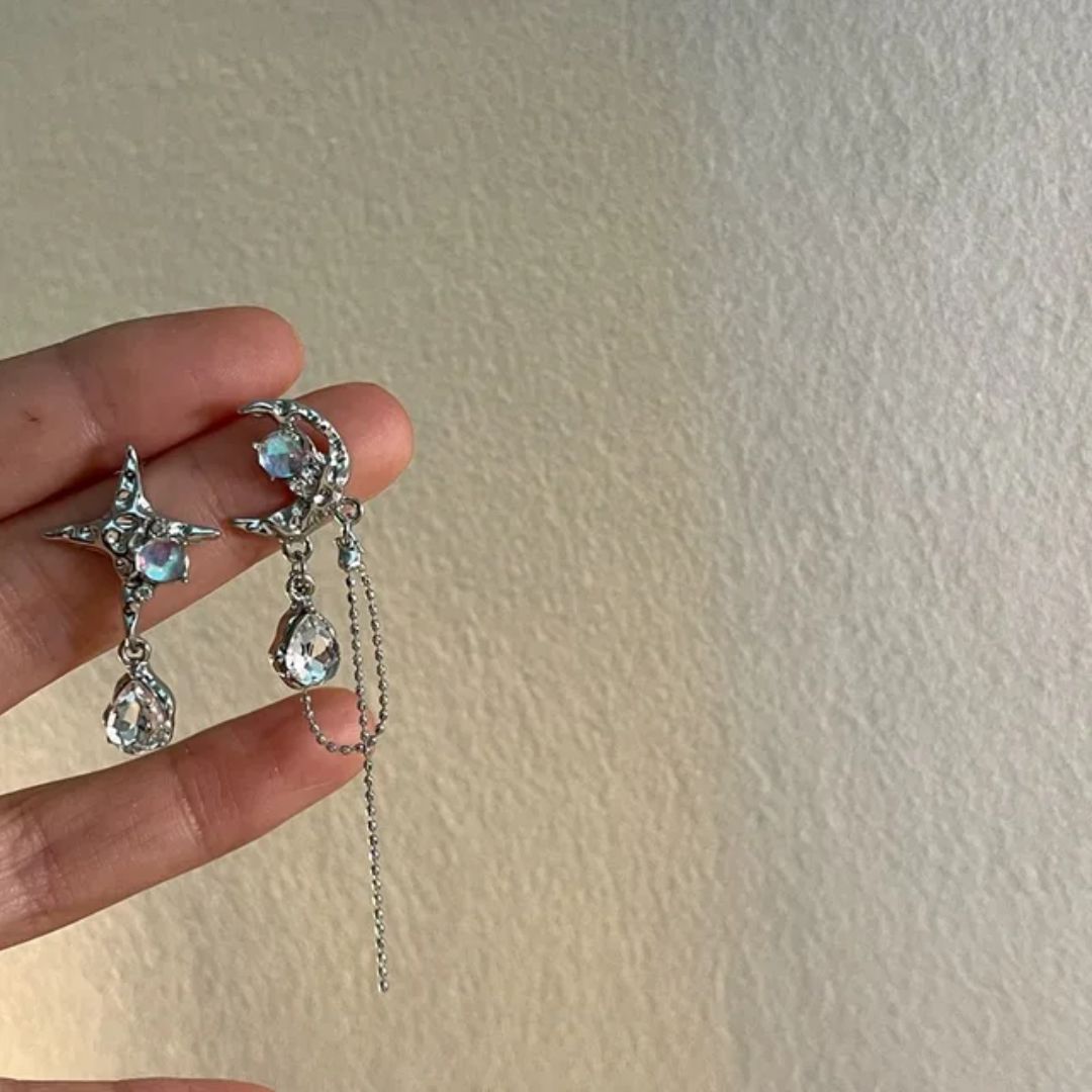 Mismatched Star Moon Earrings