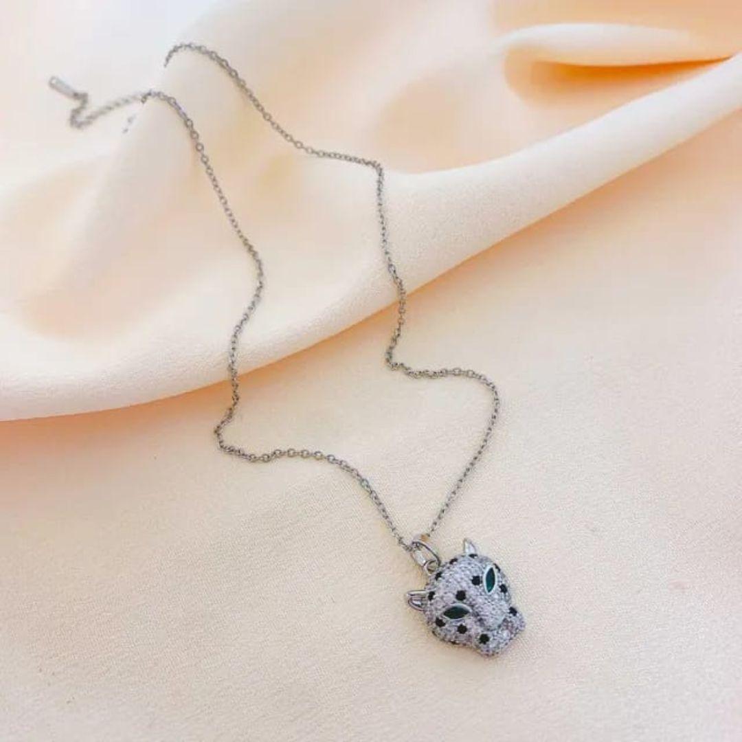 Silver Panther Pendant Necklace