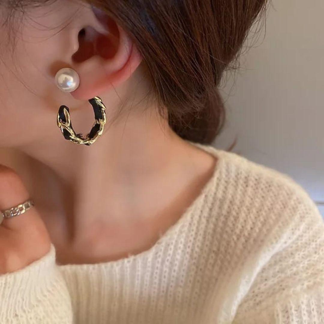 Black Jack Hoop Earrings