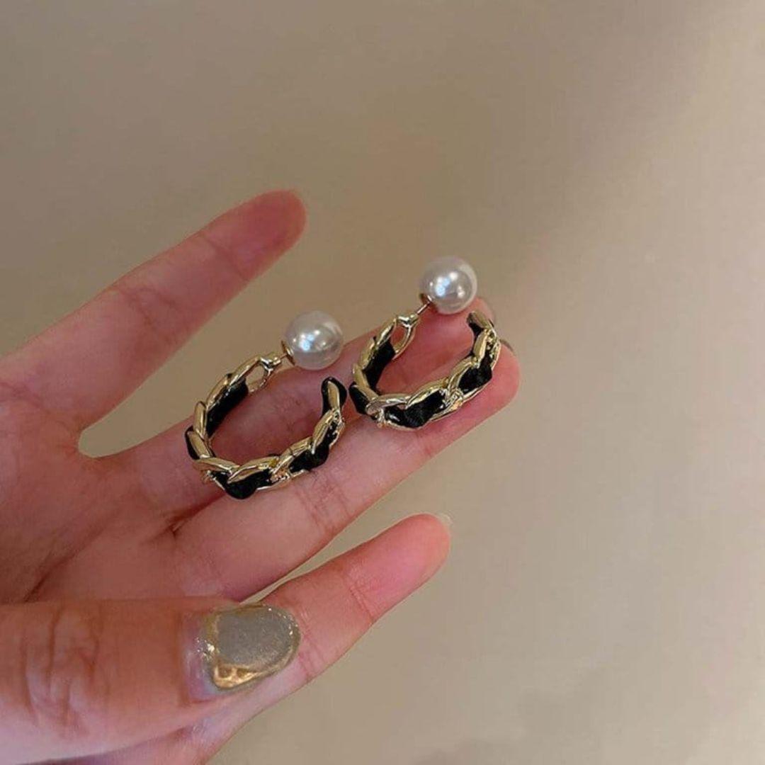 Black Jack Hoop Earrings