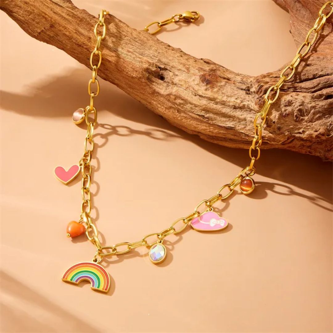 Cutesy Rainbow Charm Necklace