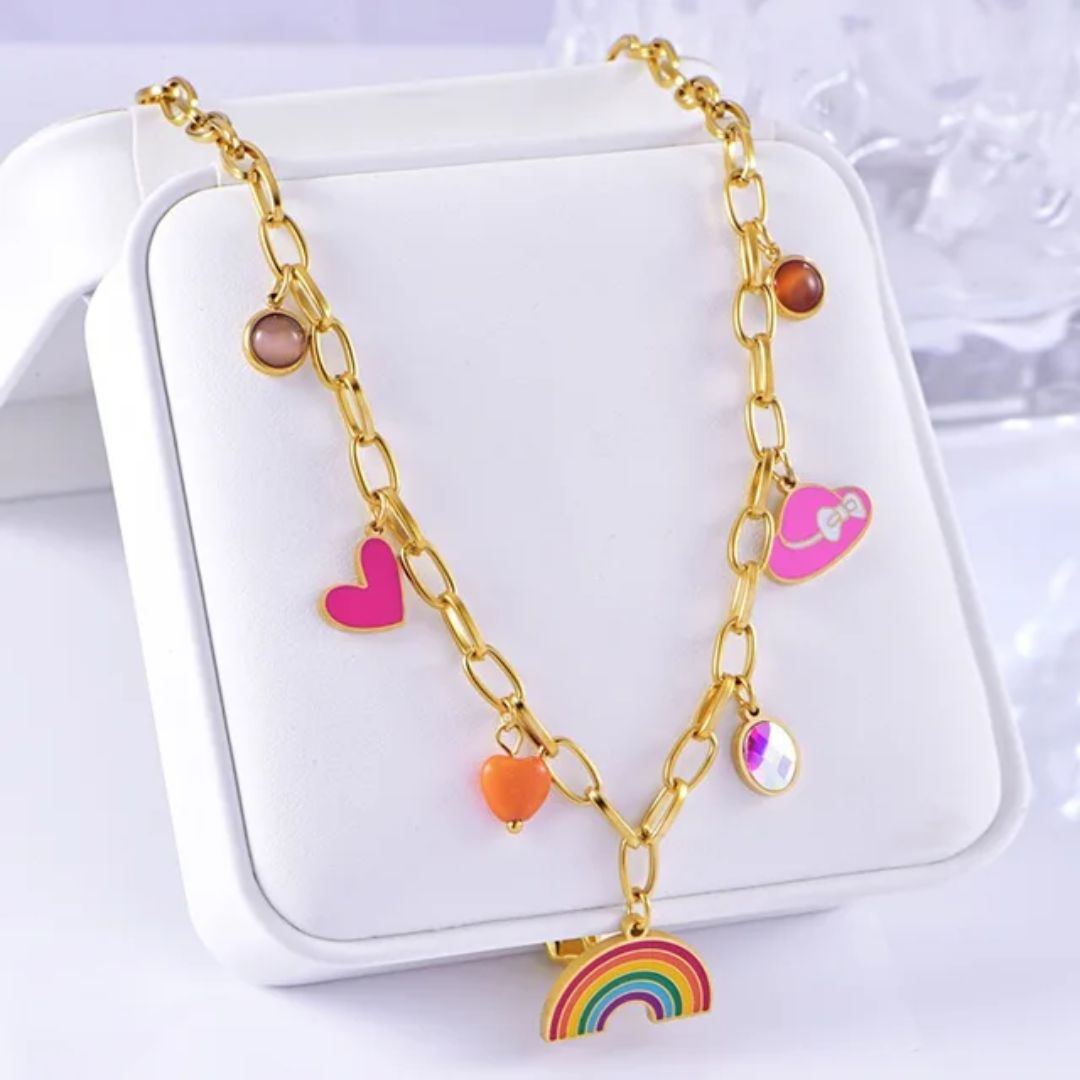 Cutesy Rainbow Charm Necklace