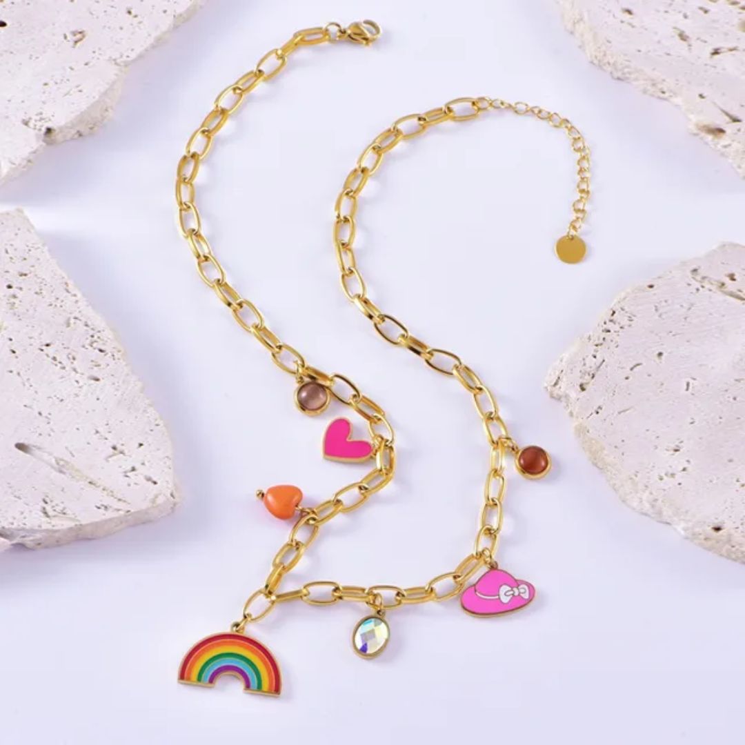 Cutesy Rainbow Charm Necklace