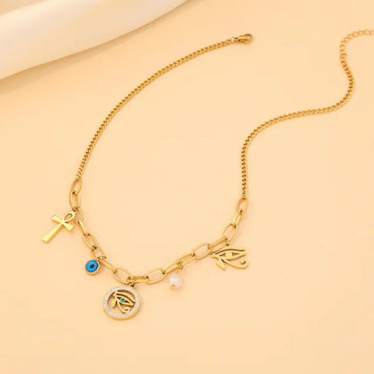 Evil Eye Charm Linked Necklace