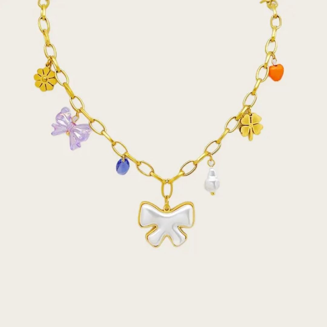 Bow Charm Linked Necklace