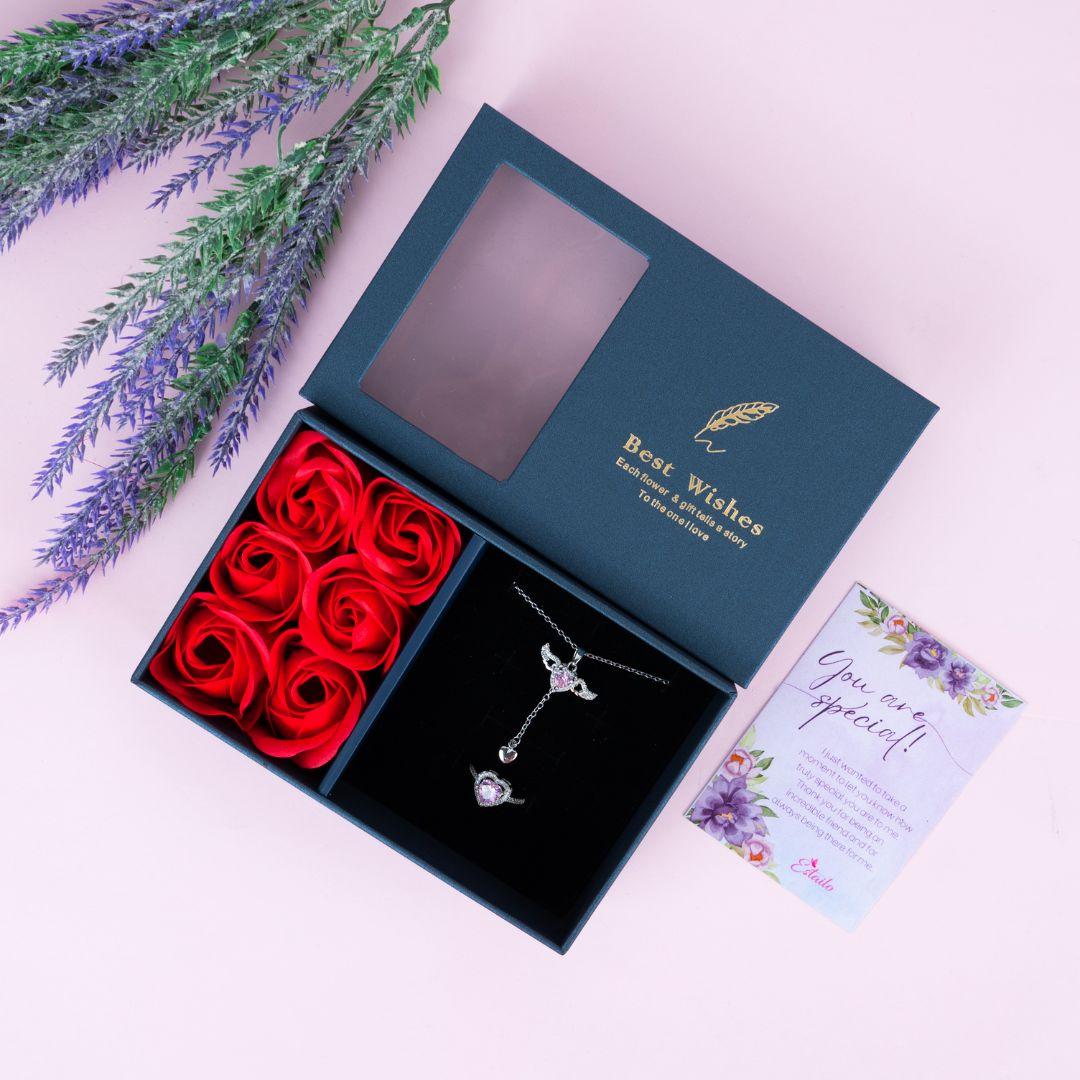 Red Rose Petals Jewellery Gift Box