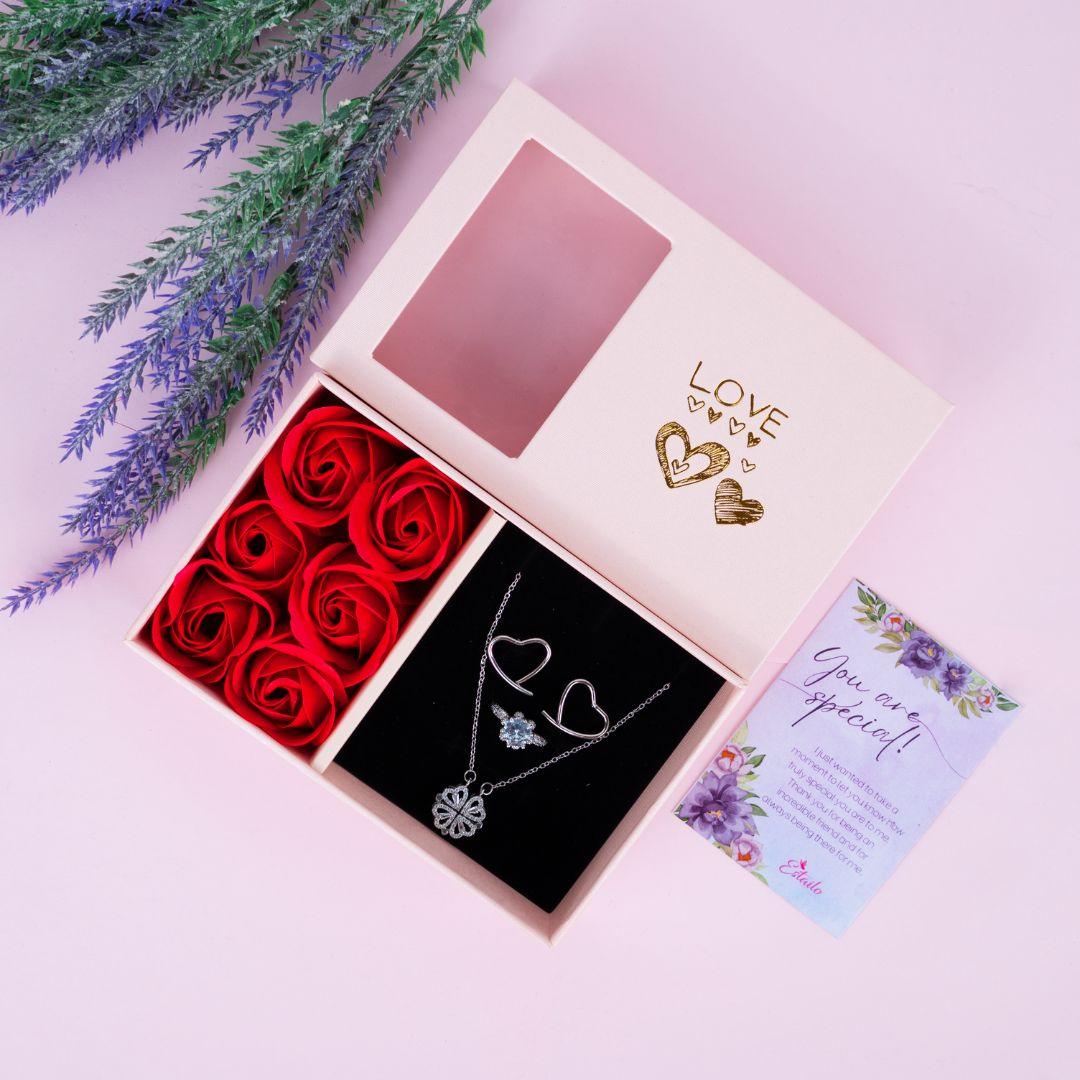 Red Rose Petals Jewellery Gift Box