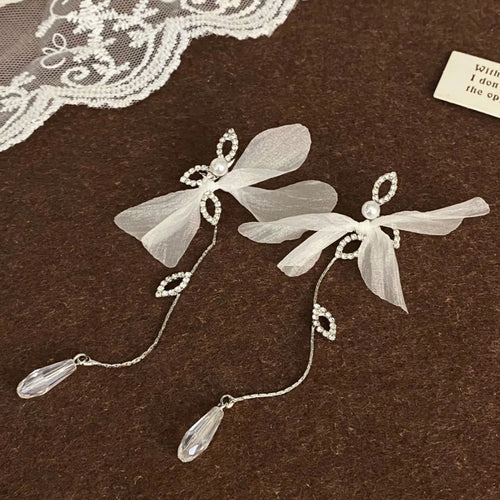 Blossom White Chain Earrings