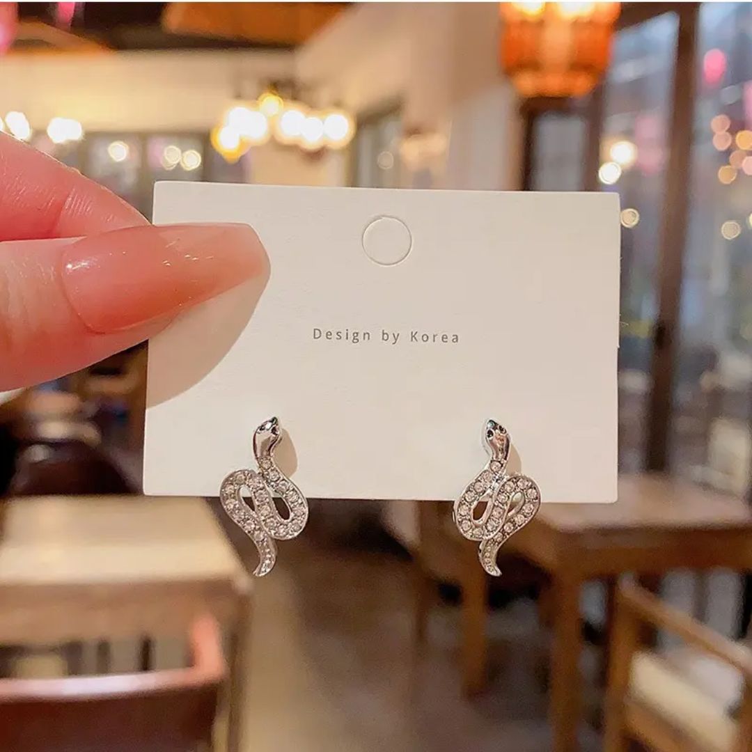 Silver Snake Stud Earrings