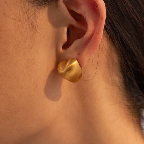 Golden Heart Stud Earrings