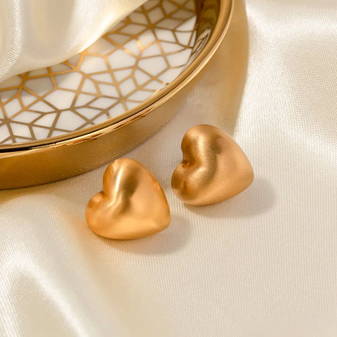 Golden Heart Stud Earrings