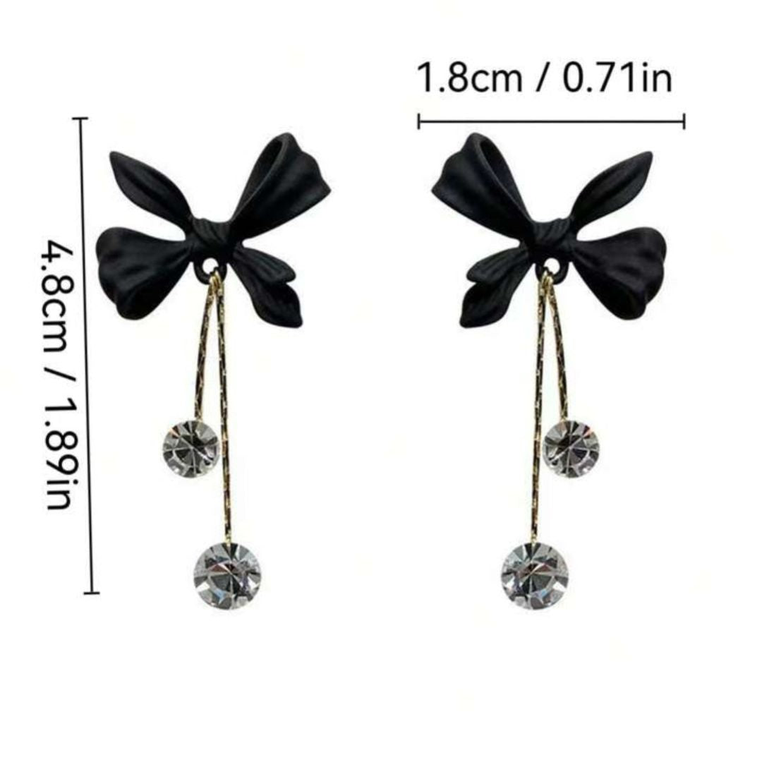 Midnight Bow Long Chain Earrings