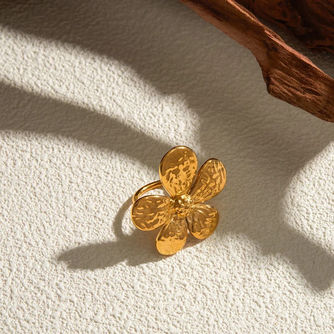 Golden Flower Statement Ring