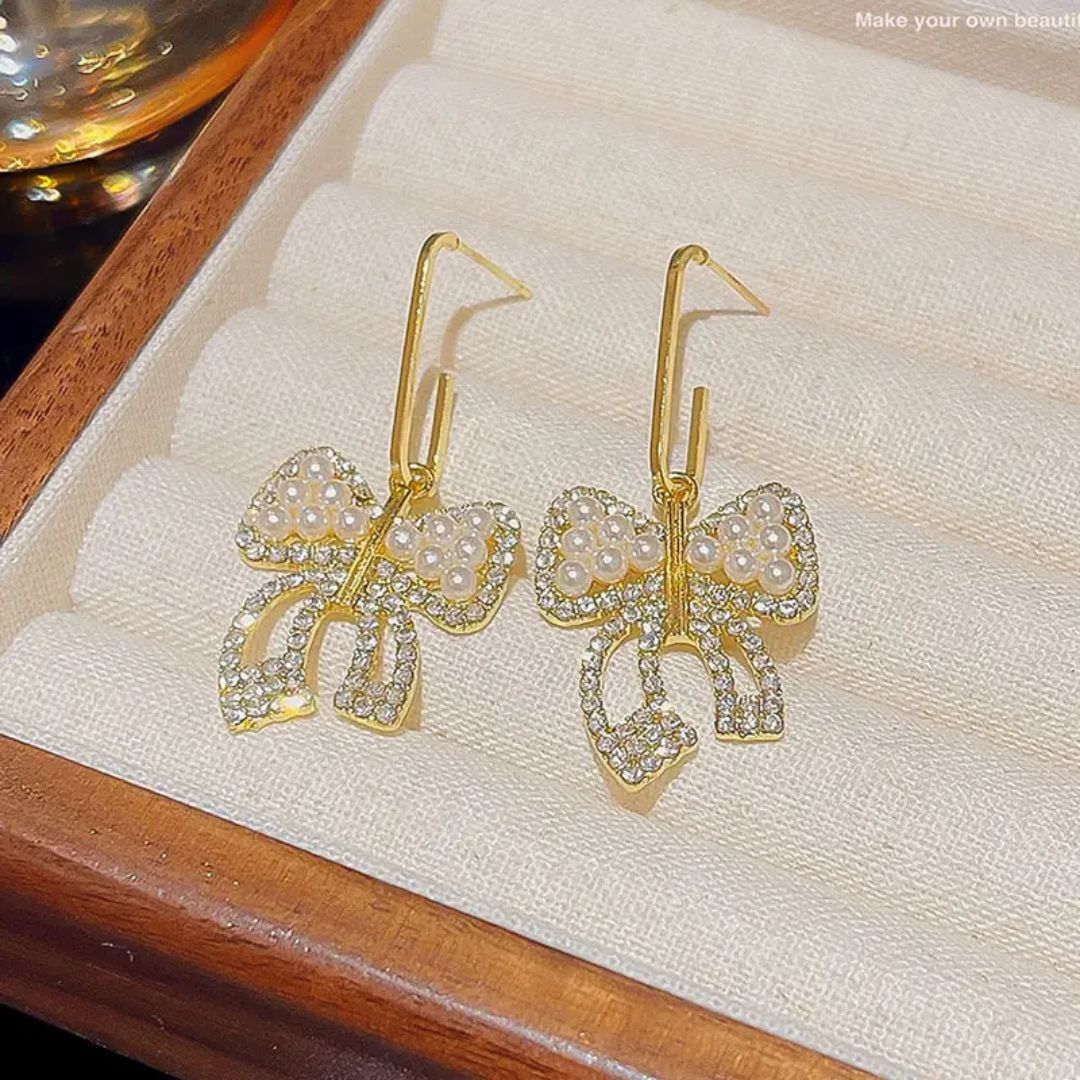 Crystal Bow Dangle Earrings