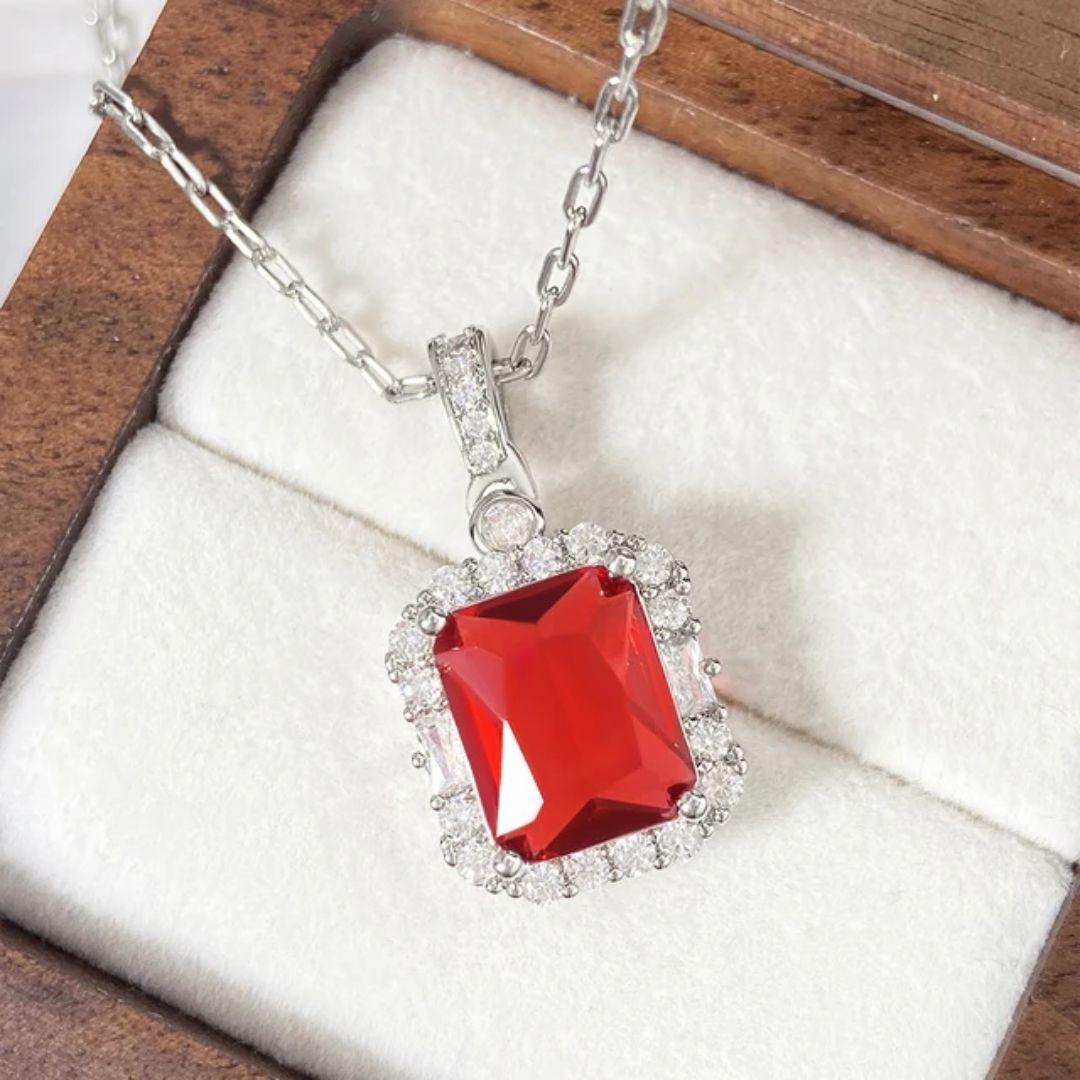 Ruby Rectangle Pendant Neckpiece