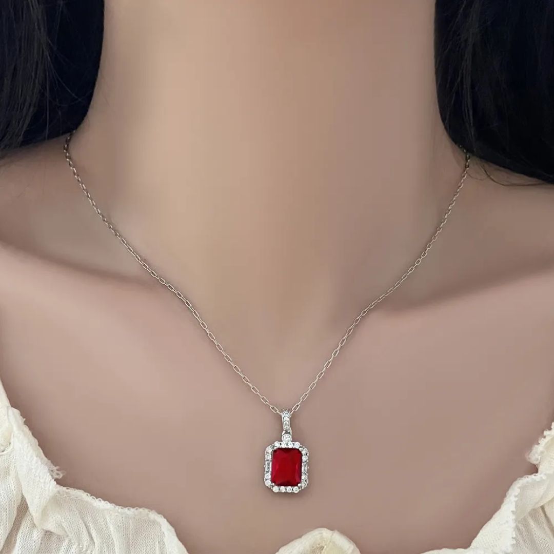 Ruby Rectangle Pendant Neckpiece