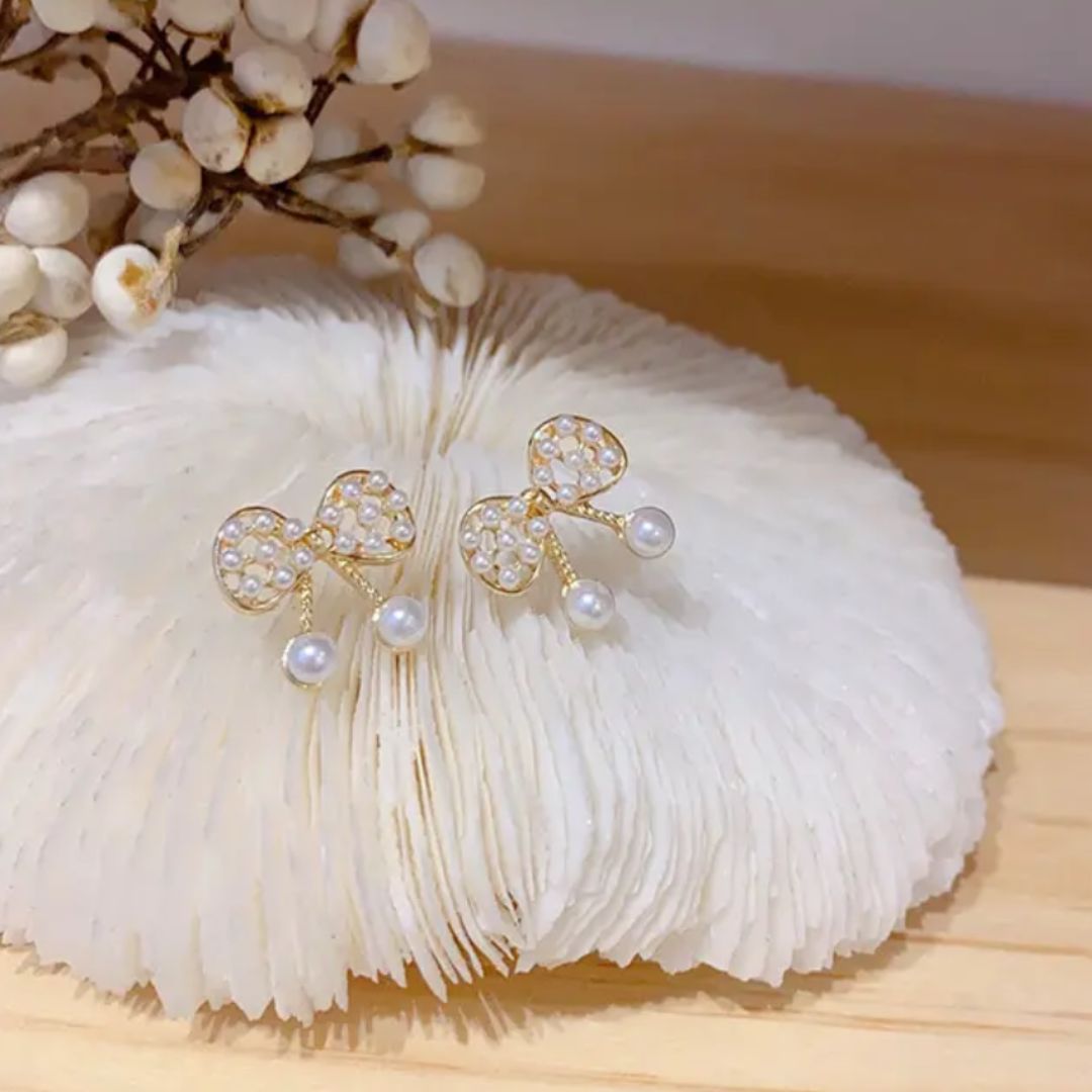 Pearl Bow Studs Earrings