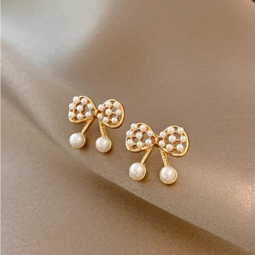 Pearl Bow Studs Earrings