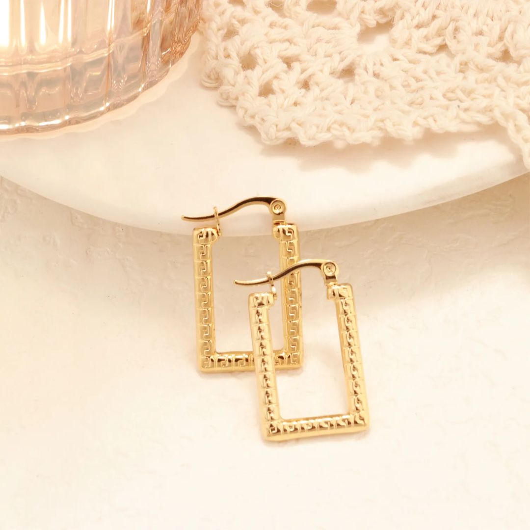 Geometric Gold Hoops Earrings