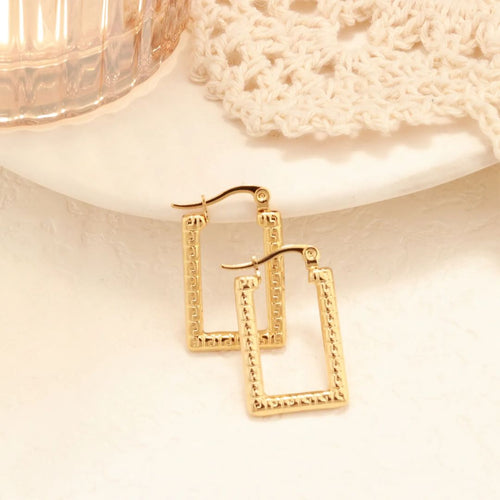 Geometric Gold Hoops Earrings