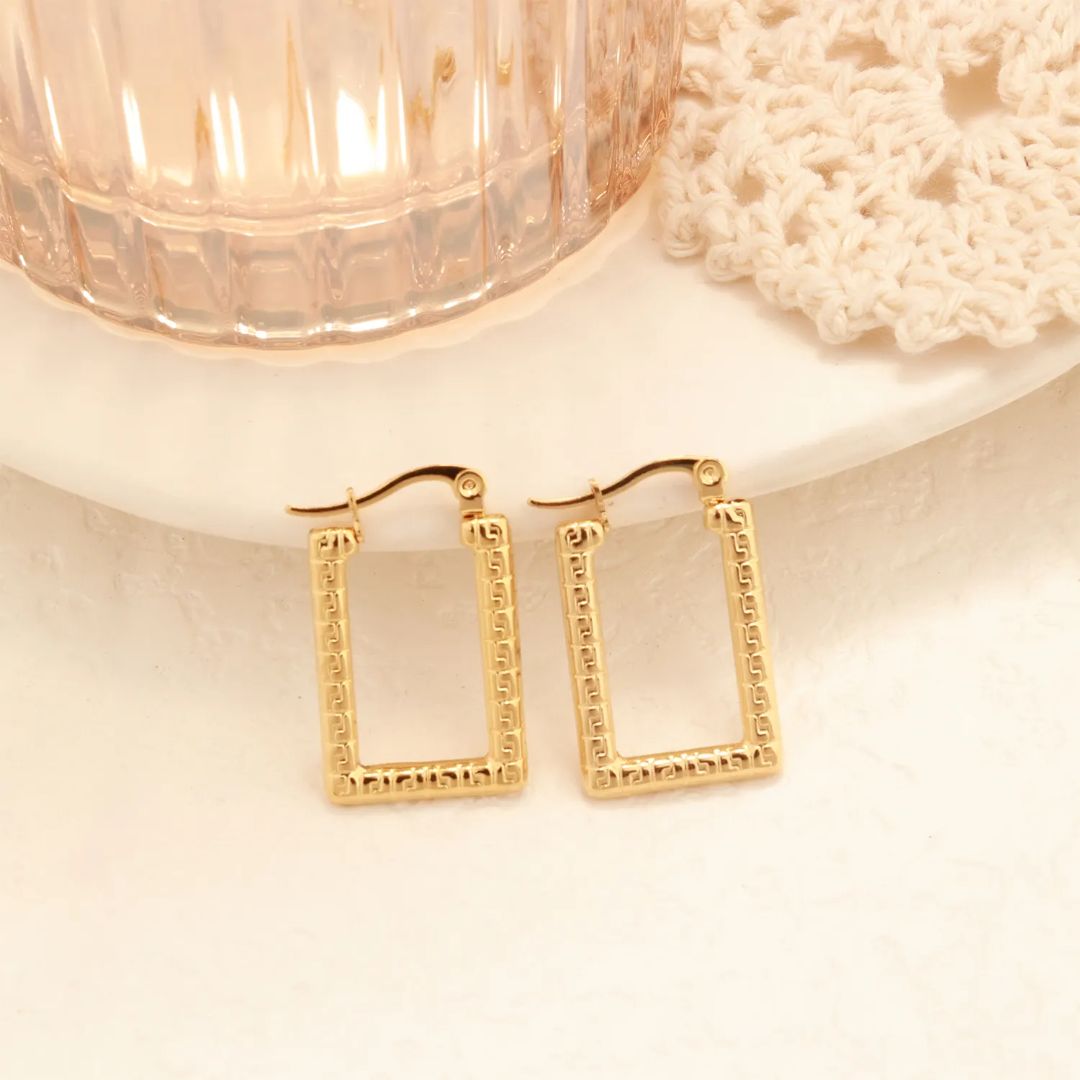 Geometric Gold Hoops Earrings