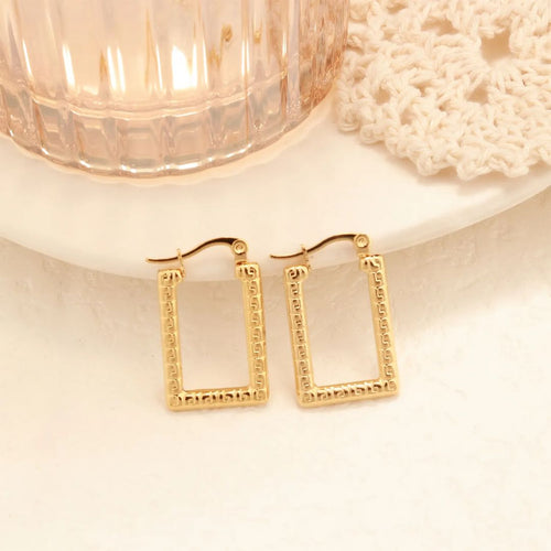 Geometric Gold Hoops Earrings