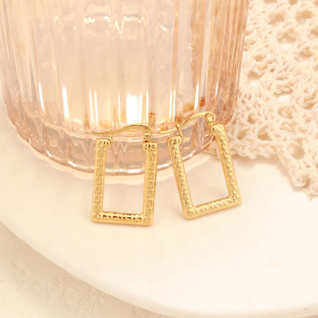 Geometric Gold Hoops Earrings