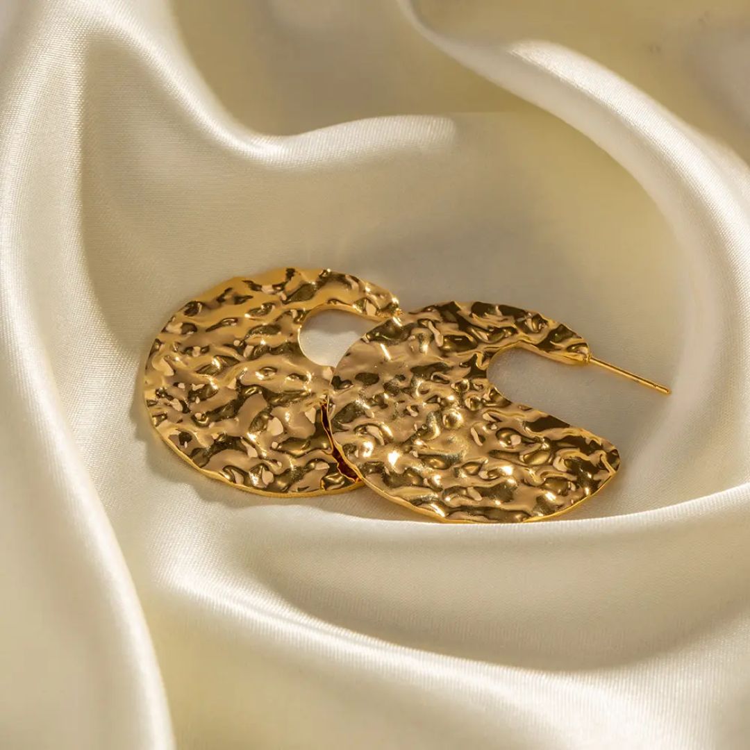 Hammered Gold Hoop Earrings