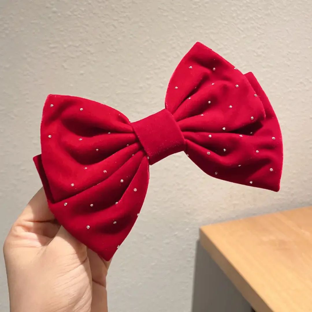 Red Velvet Bow Hair Clip
