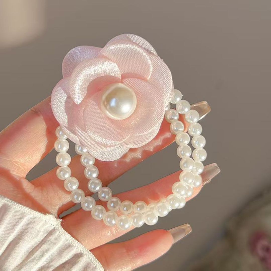 Pearl Flower Hair Scrunchies