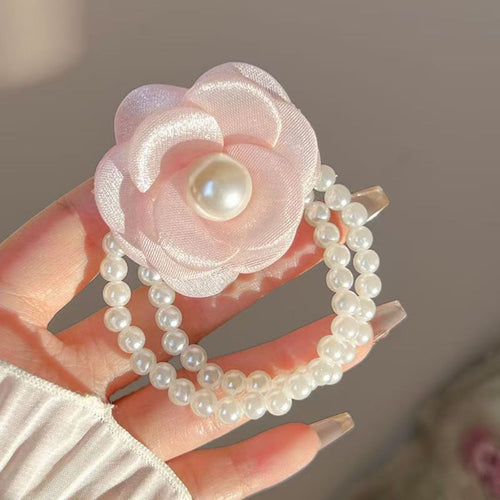 Pearl Flower Hair Scrunchies
