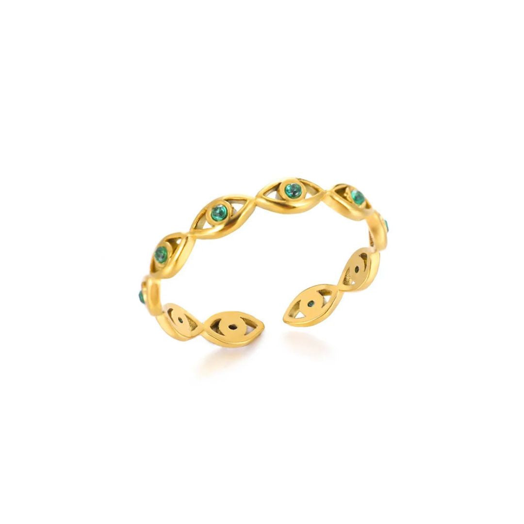 Emerald Evil Eye Ring