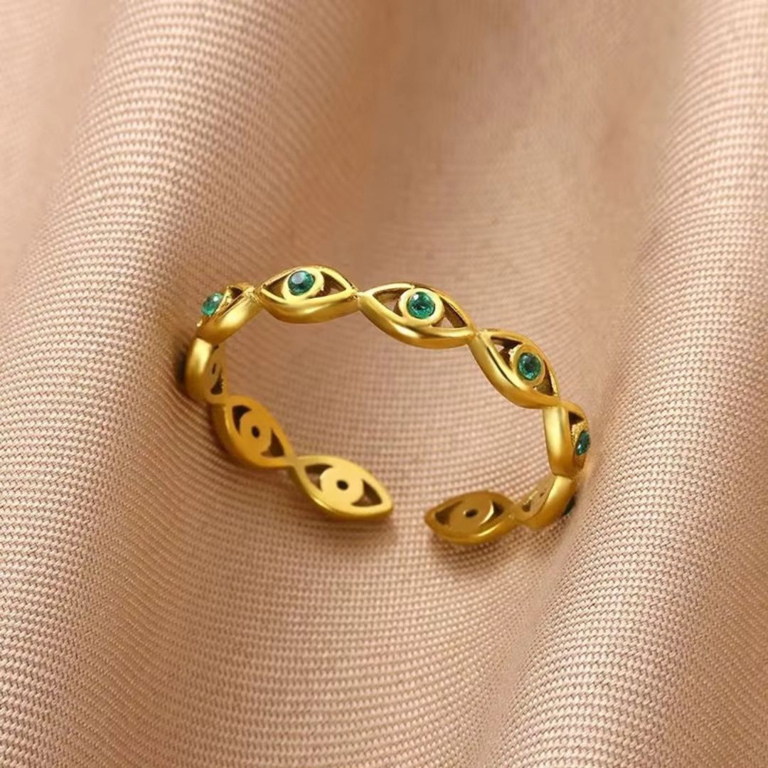 Emerald Evil Eye Ring