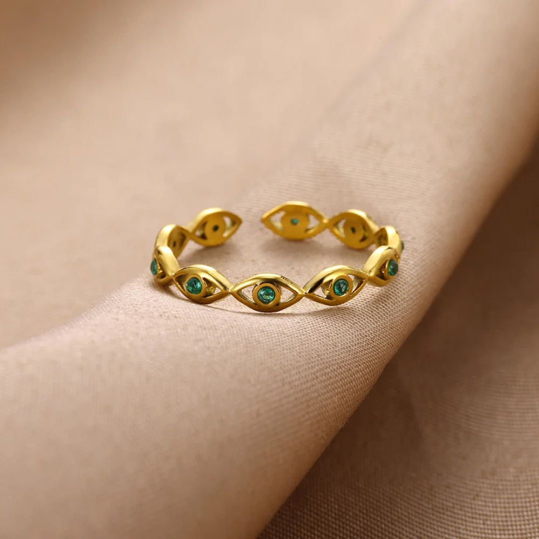 Emerald Evil Eye Ring