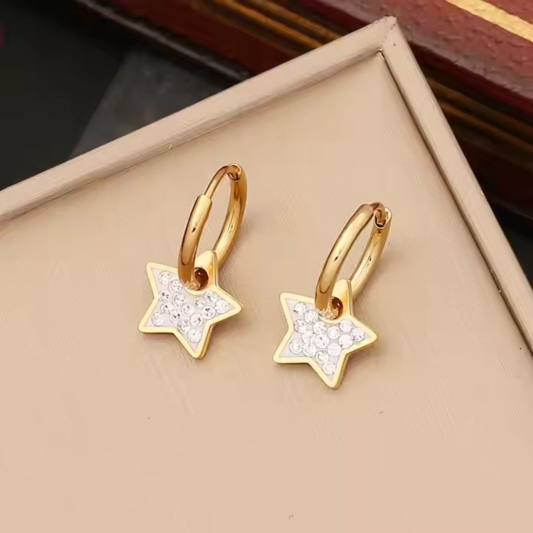 Gold Star Huggie  Earrings