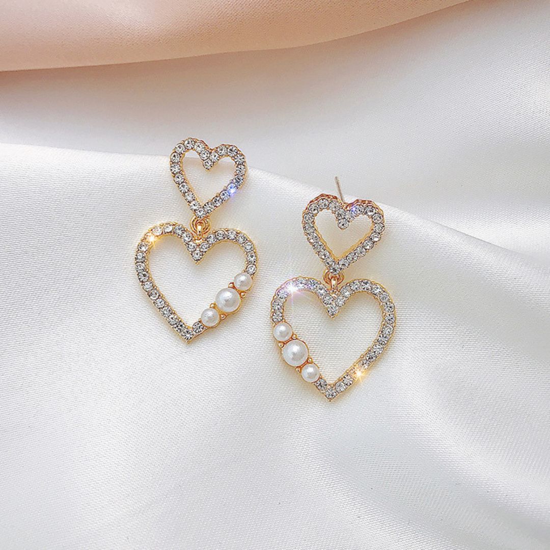 Crystal Heart Dangle Earrings