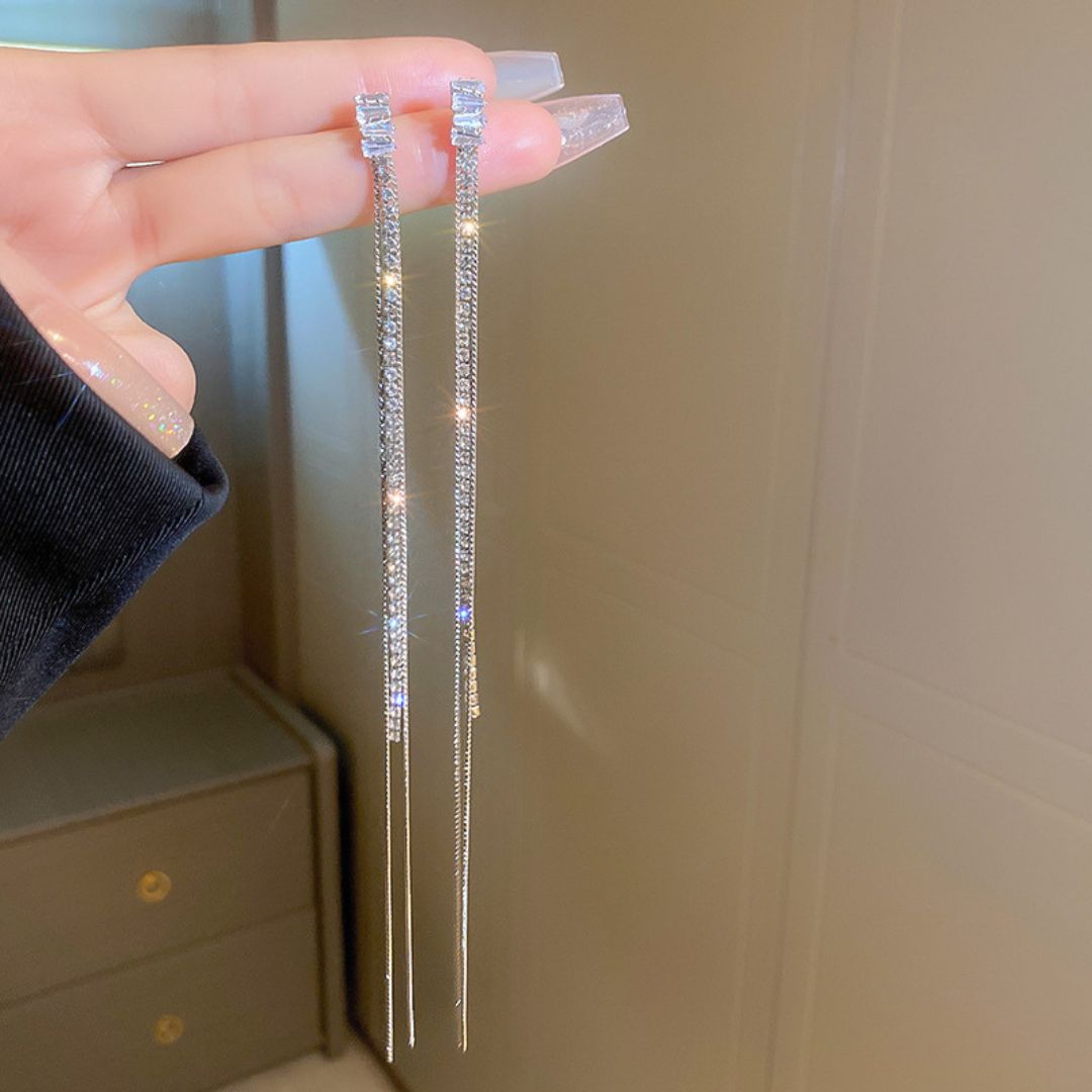 Rhinestone Tassel Earrings