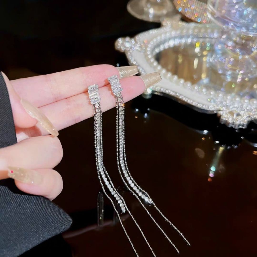 Rhinestone Tassel Earrings