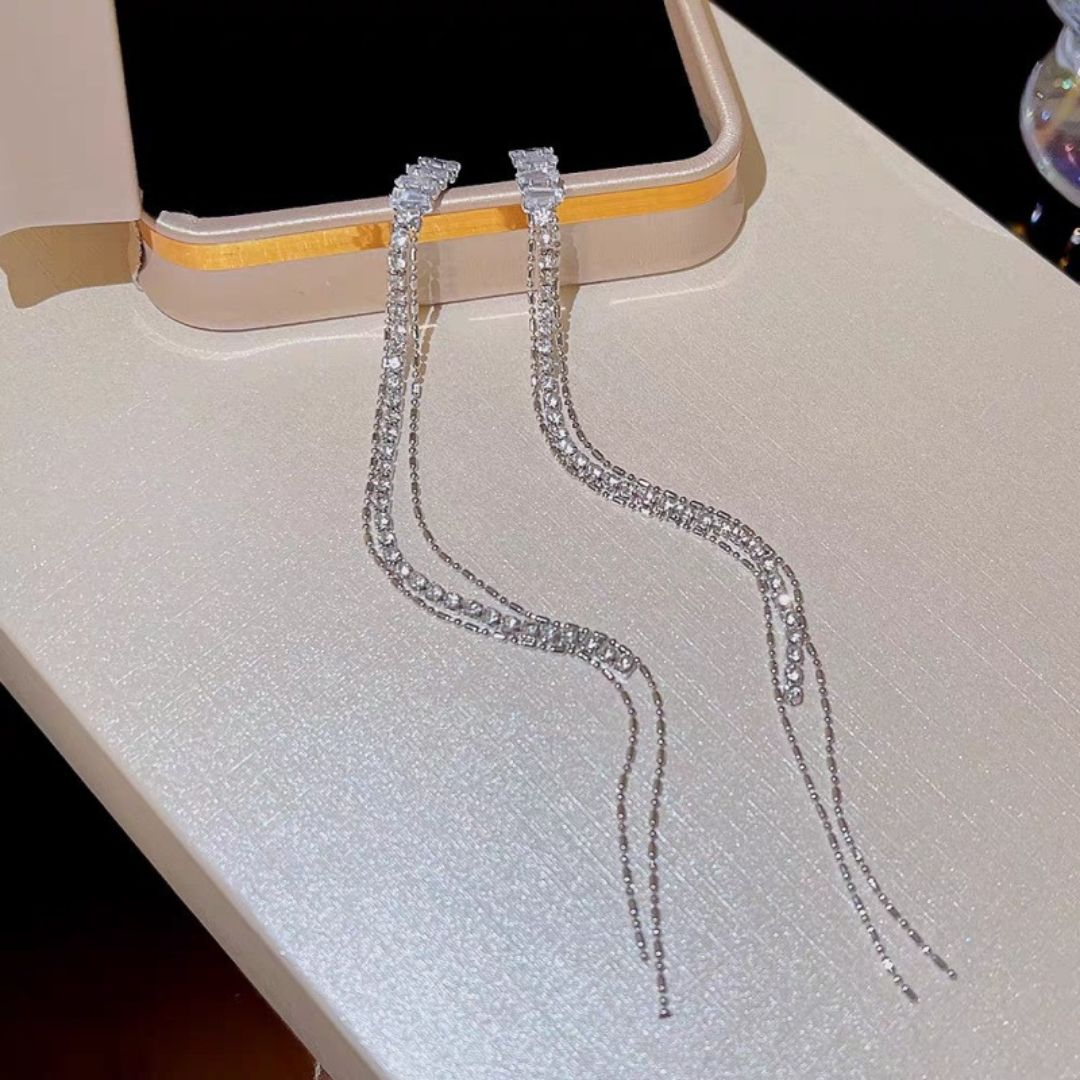 Rhinestone Tassel Earrings