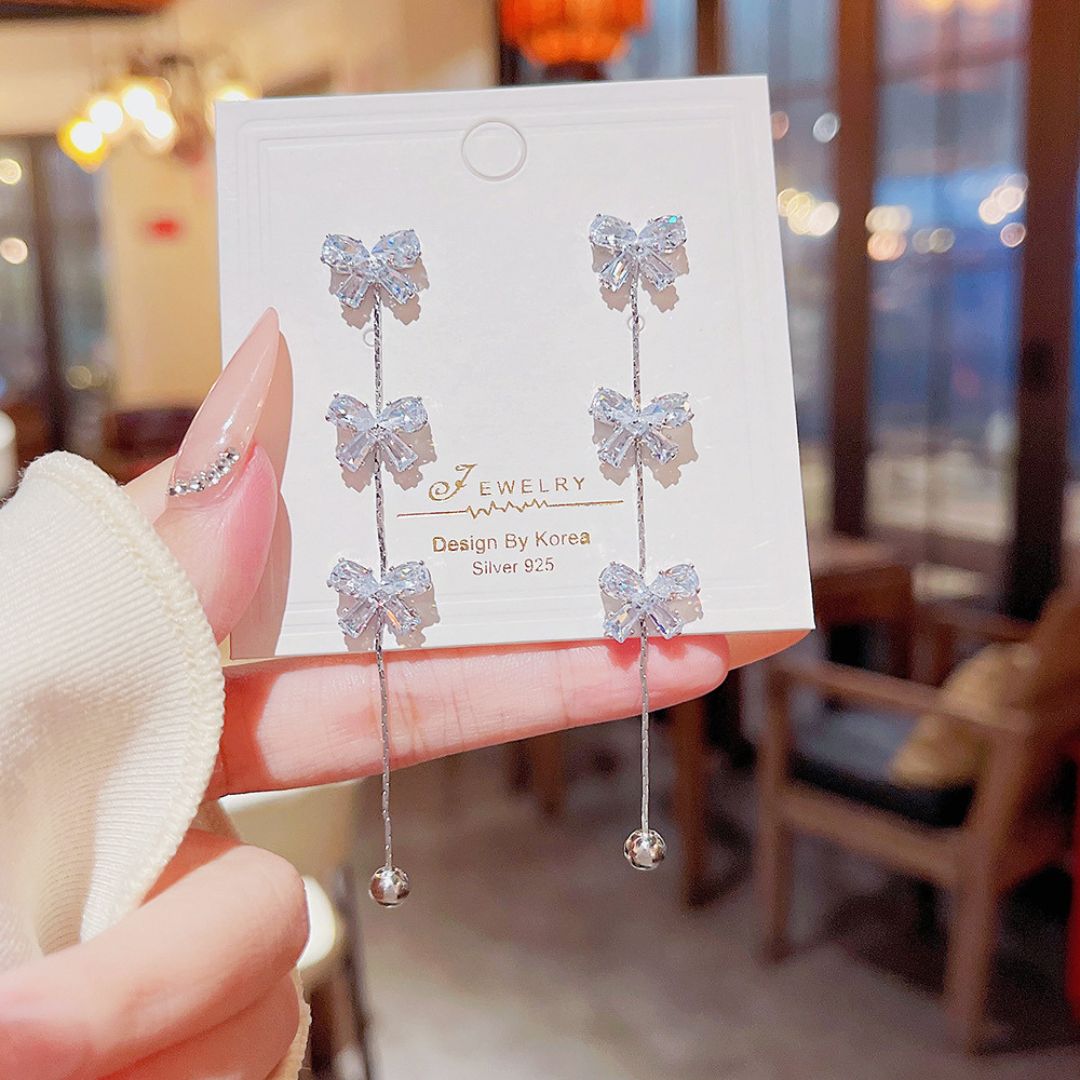 Crystal Bow Dangle Earrings