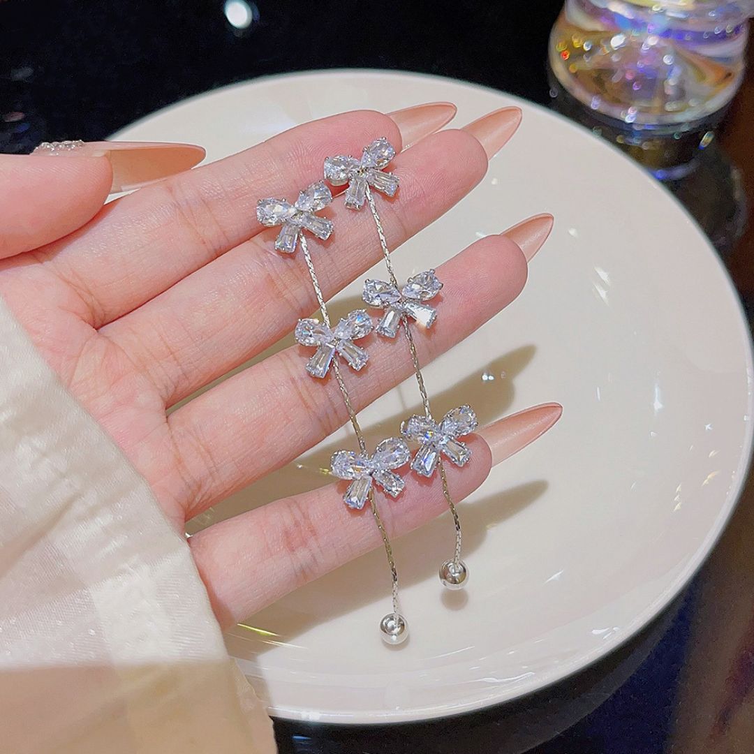 Crystal Bow Dangle Earrings