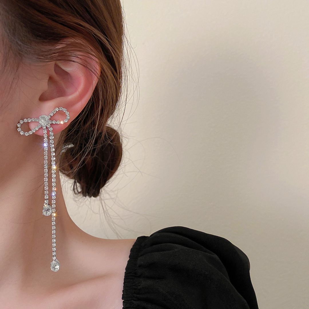 Rhinestone Bow Earrings
