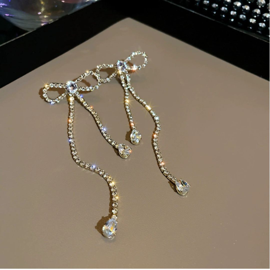 Rhinestone Bow Earrings