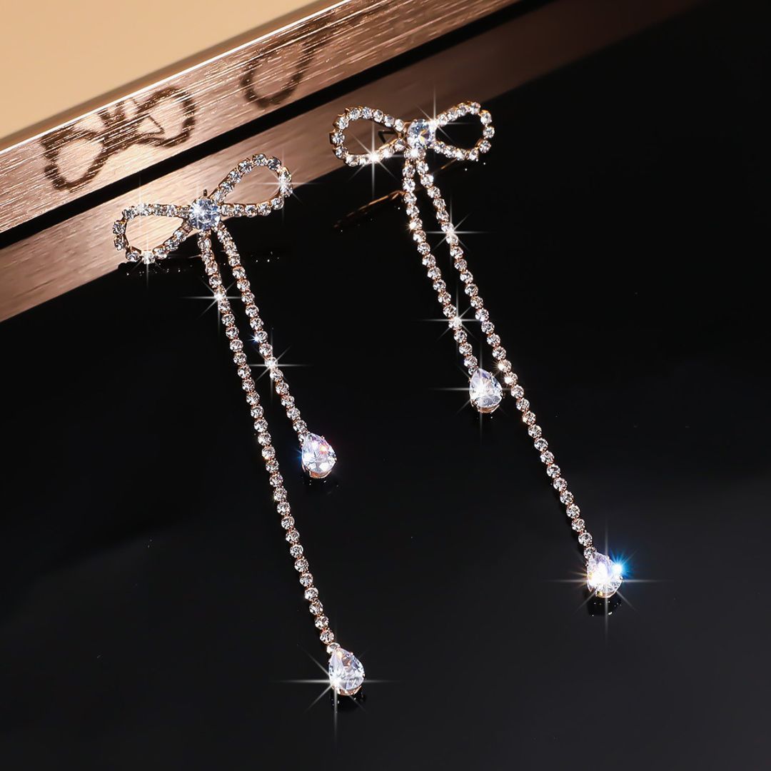 Rhinestone Bow Earrings