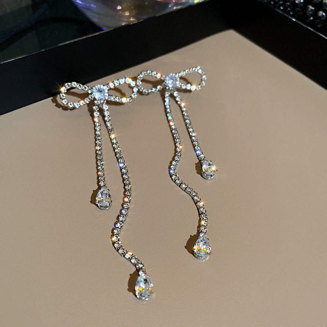 Rhinestone Bow Earrings