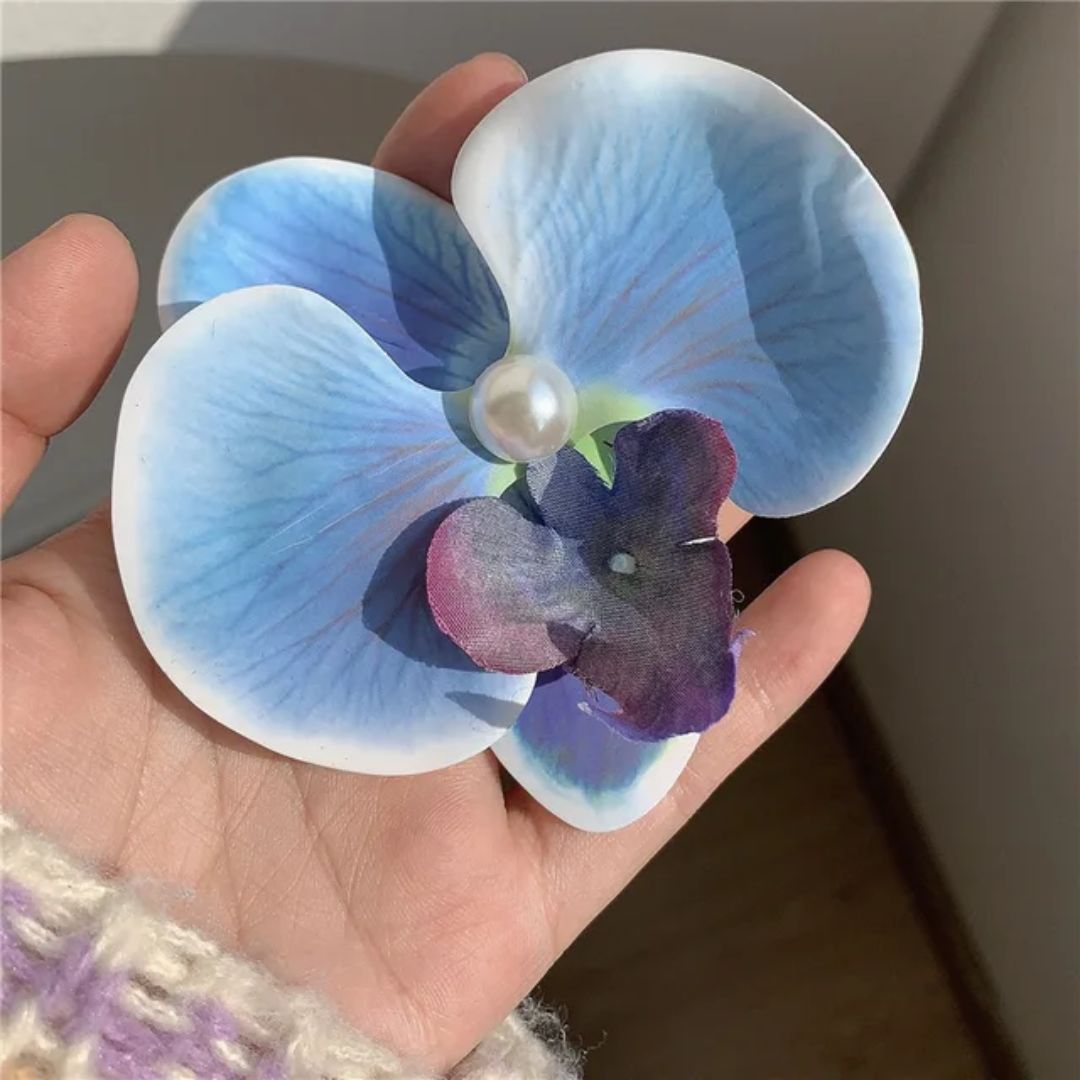 Blue orchid hair clip