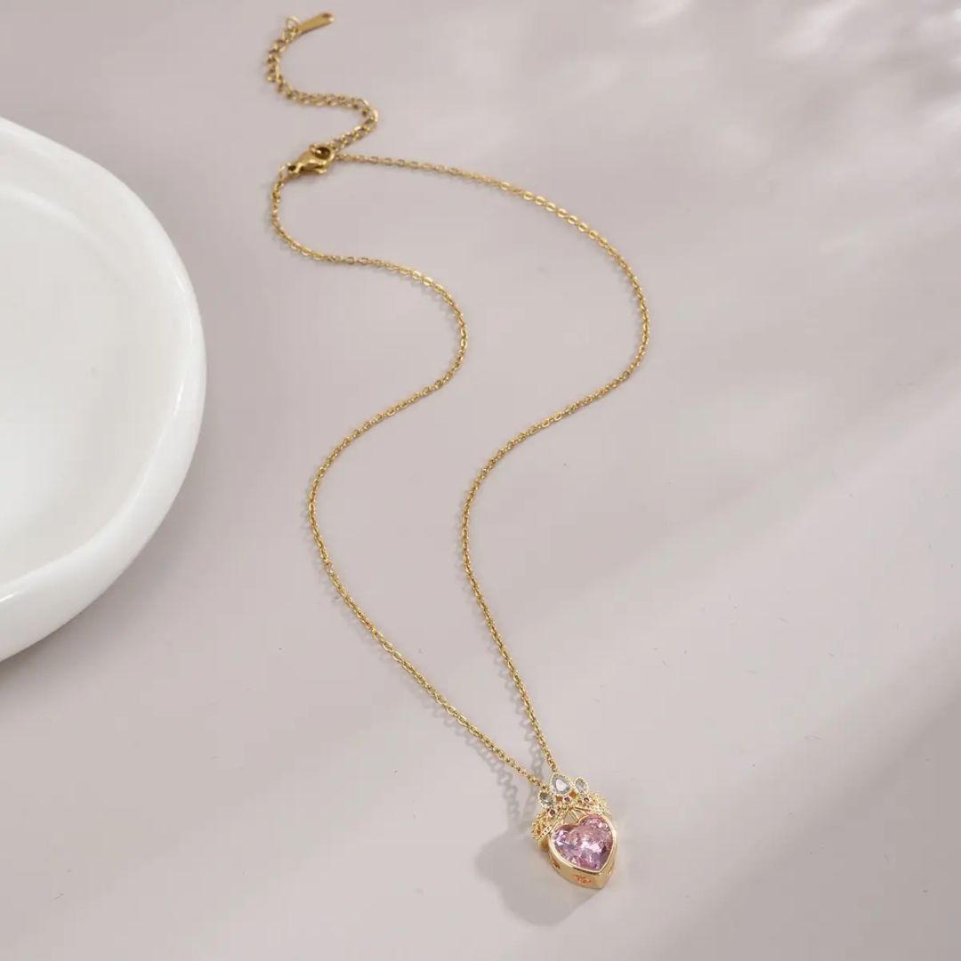 Princess Pink Heart Necklace